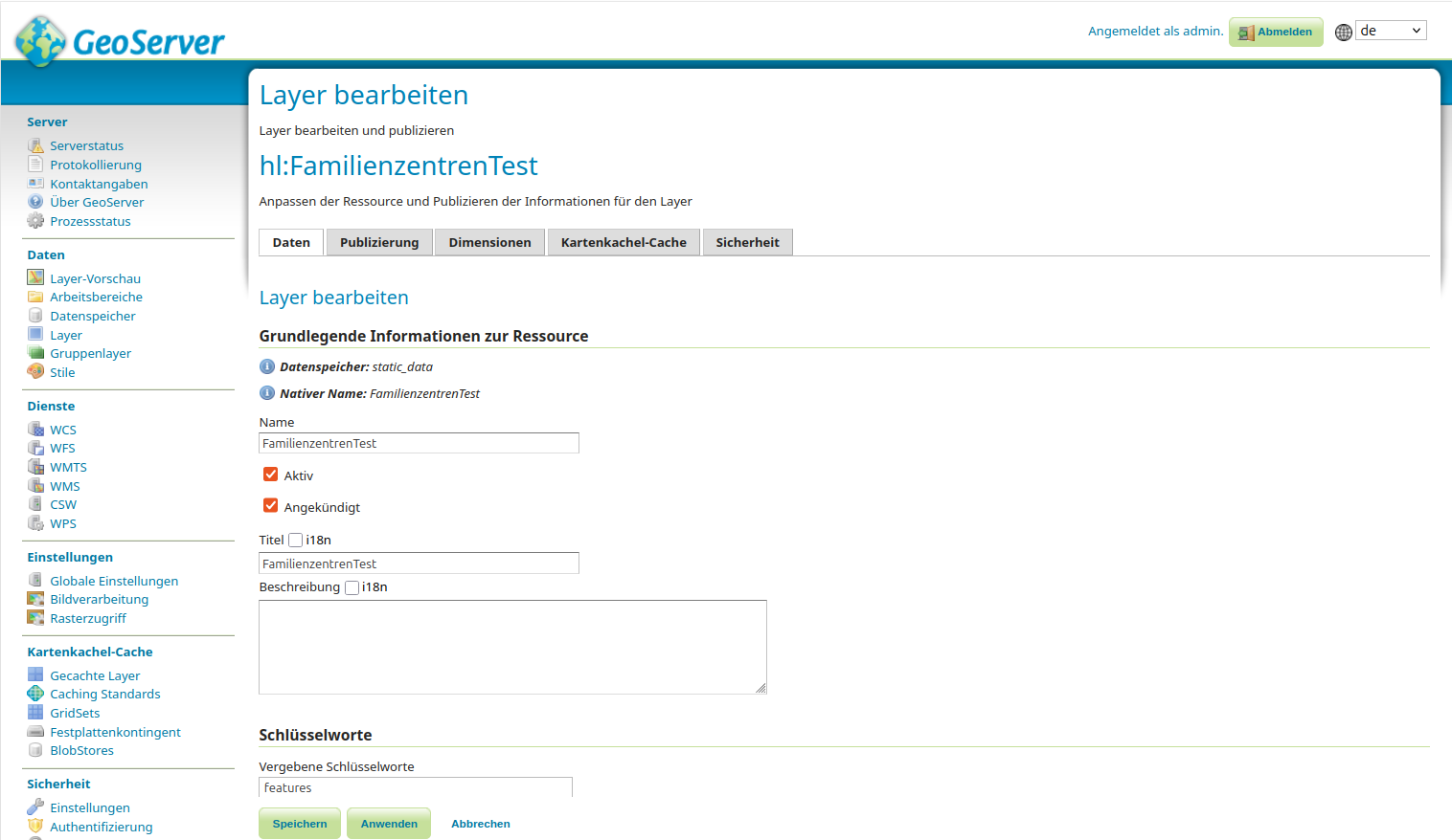 GeoServer Datenspeicher
